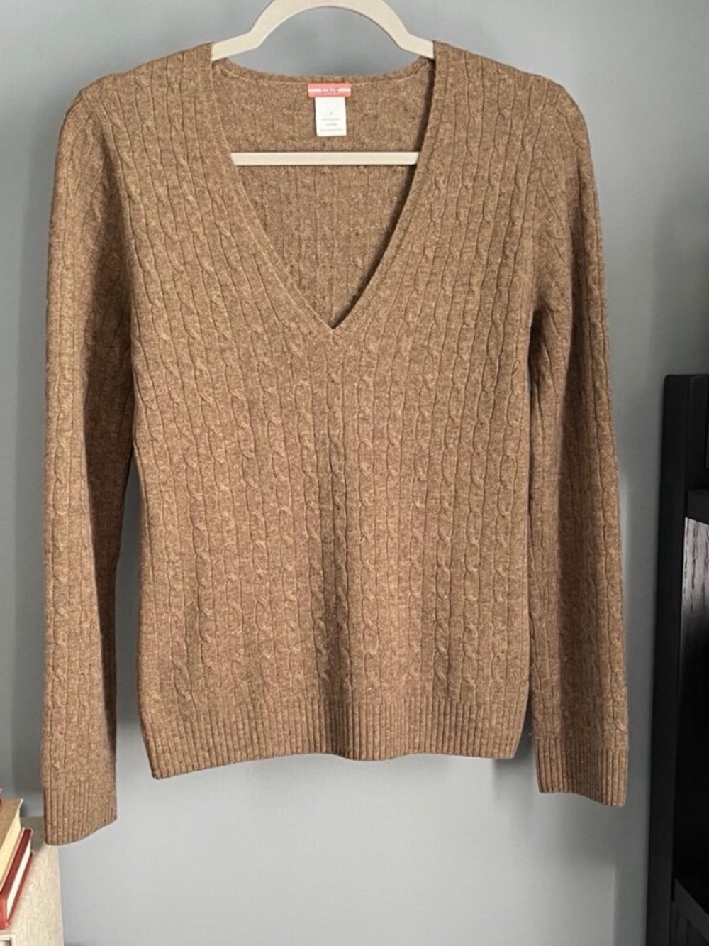 Vintage J. Crew Cable Cashmere Sweater (Tan/Brown) S